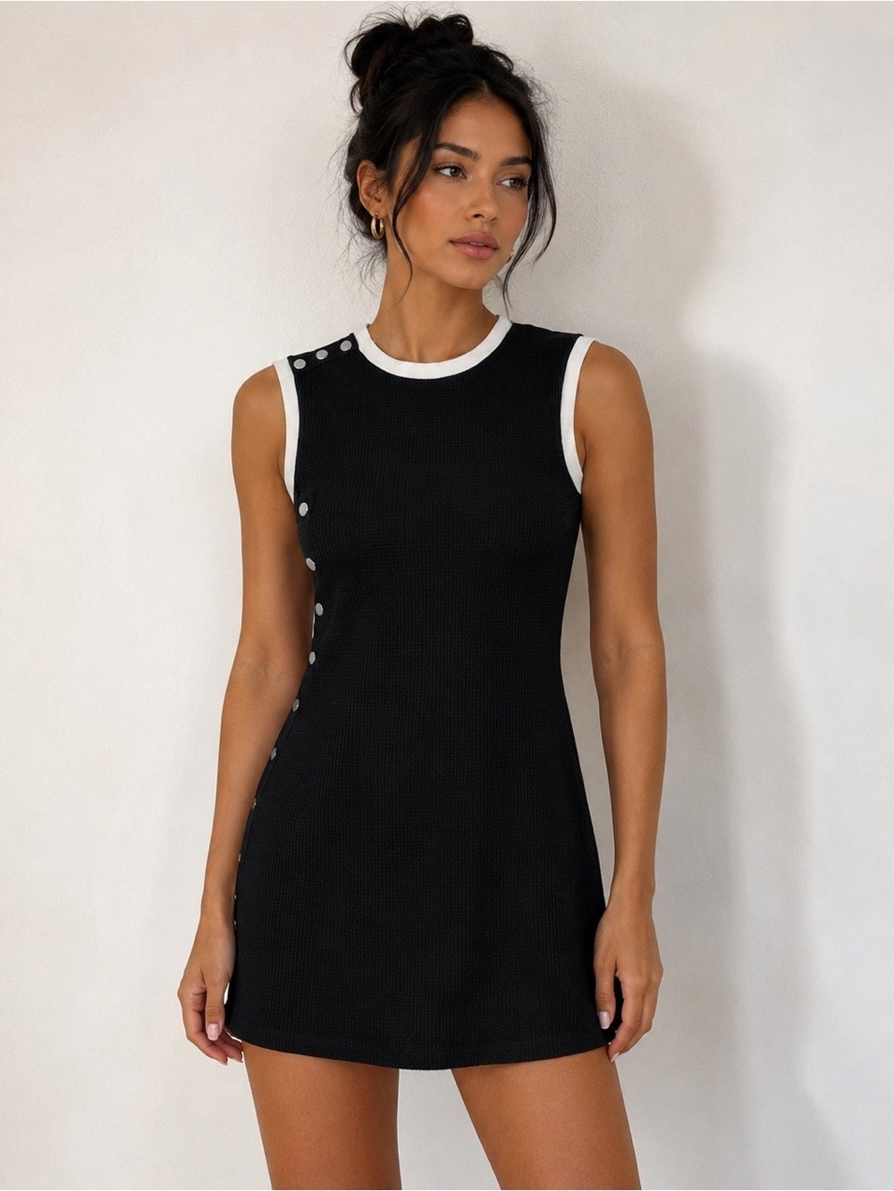 PXG The LBD Snap Dress Black Waffle Golf Dress XS